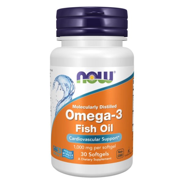 NOW Foods, Omega-3 Fish Oil, 1000 mg, 30 Softgels (1,000 mg per Softgel)