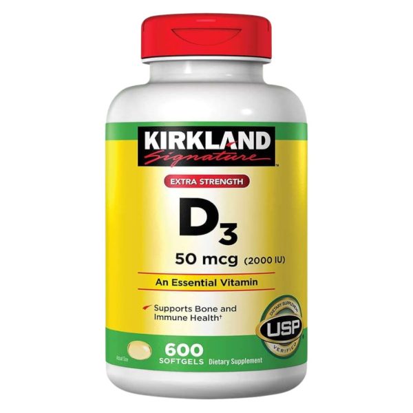 Kirkland Signature Extra Strength Vitamin D3 2000 I.U. 600 Softgels