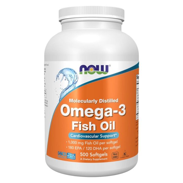 NOW Foods, Omega-3 Fish Oil, 1,000 mg, 180 EPA – 120 DHA, 500 Softgels