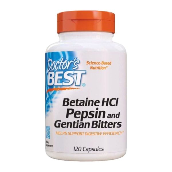 Doctor’s Best, Betaine HCl Pepsin & Gentian Bitters, 120 Capsules