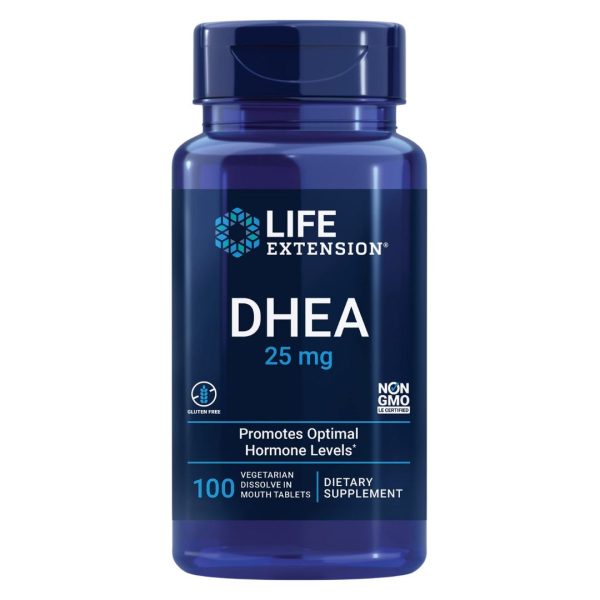 Life Extension, DHEA, 25 mg, 100 Vegetarian Dissolve in Mouth Tablets