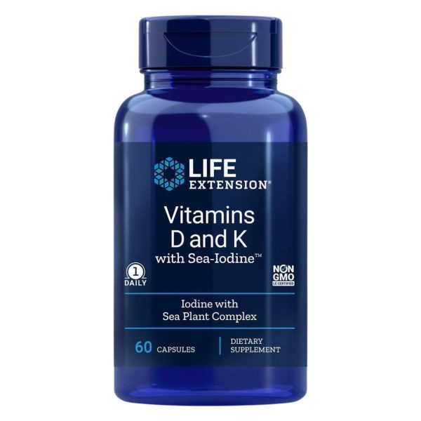 Life Extension, Vitamins D and K with Sea-Iodine, 60 Capsules