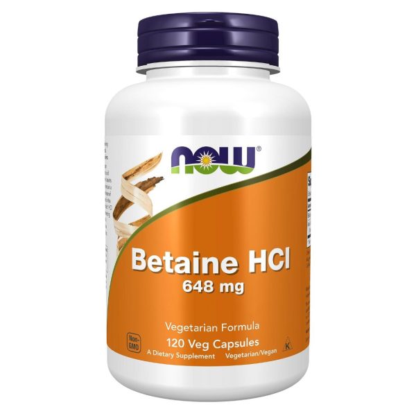 NOW Foods, Betaine HCL, 648 mg, 120 Veg Capsules