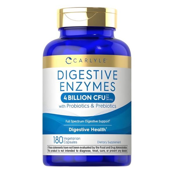 Carlyle Digestive Enzymes (4 billion CFU) with Probiotic & Prebiotics – 180 vegetarian capsules